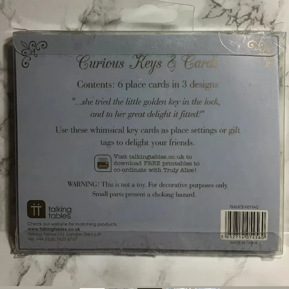 Talking Tables Alice In Wonderland Place Card Key